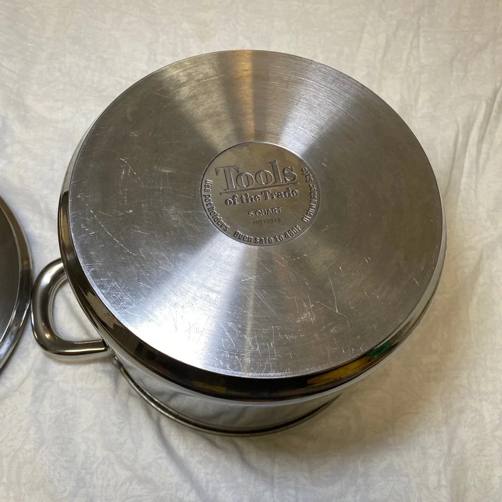 Tools of the Trade 5 Qt Stainless Steel Stock Pot w/Lid Induction Compatible